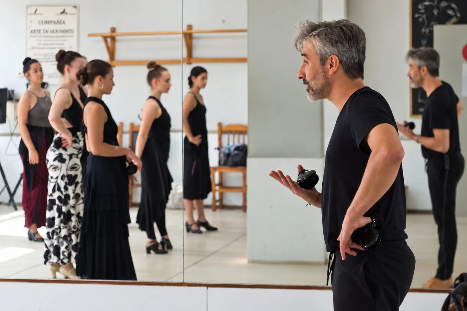 Profesor explicando el compás en el taller de flamenco de El Cardenal